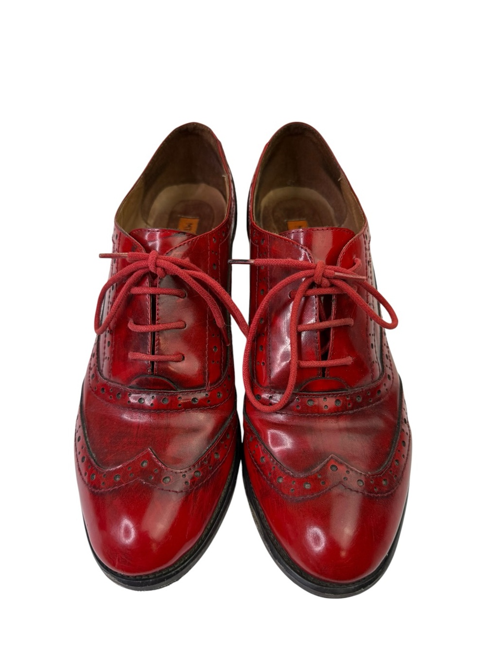 Miz Mooz Nash Red Shoes Wingtip Oxfords Leather Block Heels Lace Up Women’s 11 - Picture 4 of 10